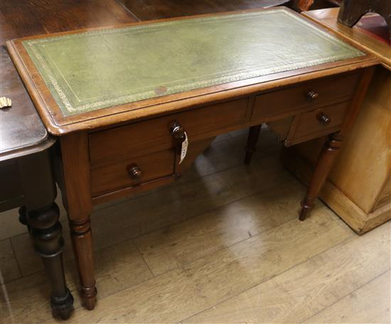 A Victorian leather inlaid mahogany writing table W.104cm